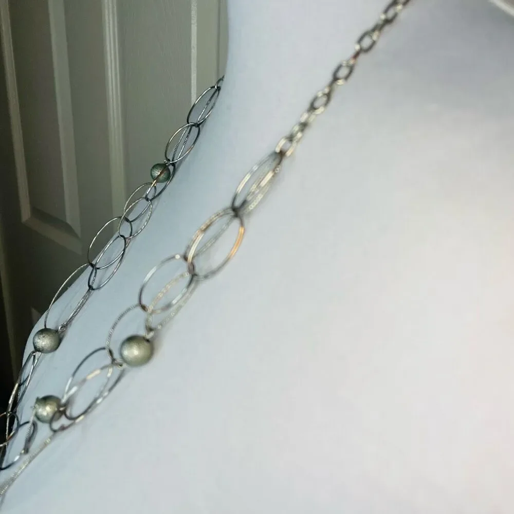 Double Strand Chain Fashion Necklace Silver Color